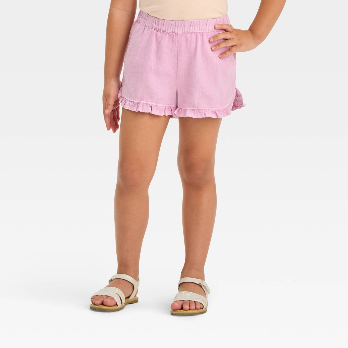 Toddler Girls' Elevated Shorts - Cat & Jack™ Lavender 18M: Cotton Linen Blend, Above Knee, Elas... | Target