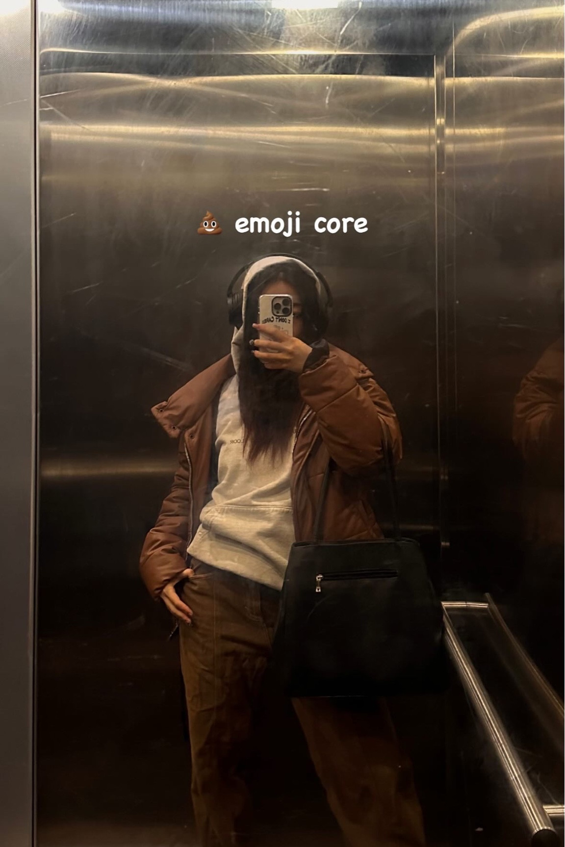 wearing puffer in S and hoodie in L