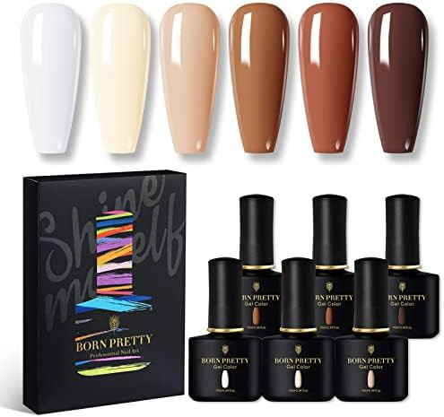 BORN PRETTY Nude Gel Polish Set Gel Polish Kit 6 Colors Popular All Seasons Skin Tones White Nude... | Amazon (US)