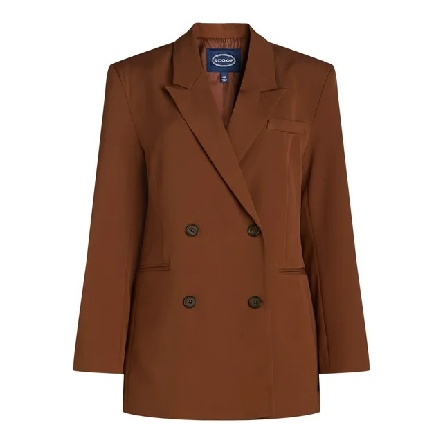 Scoop Women's Slouchy Double Breasted Blazer, Sizes XS-XXL | Walmart (US)