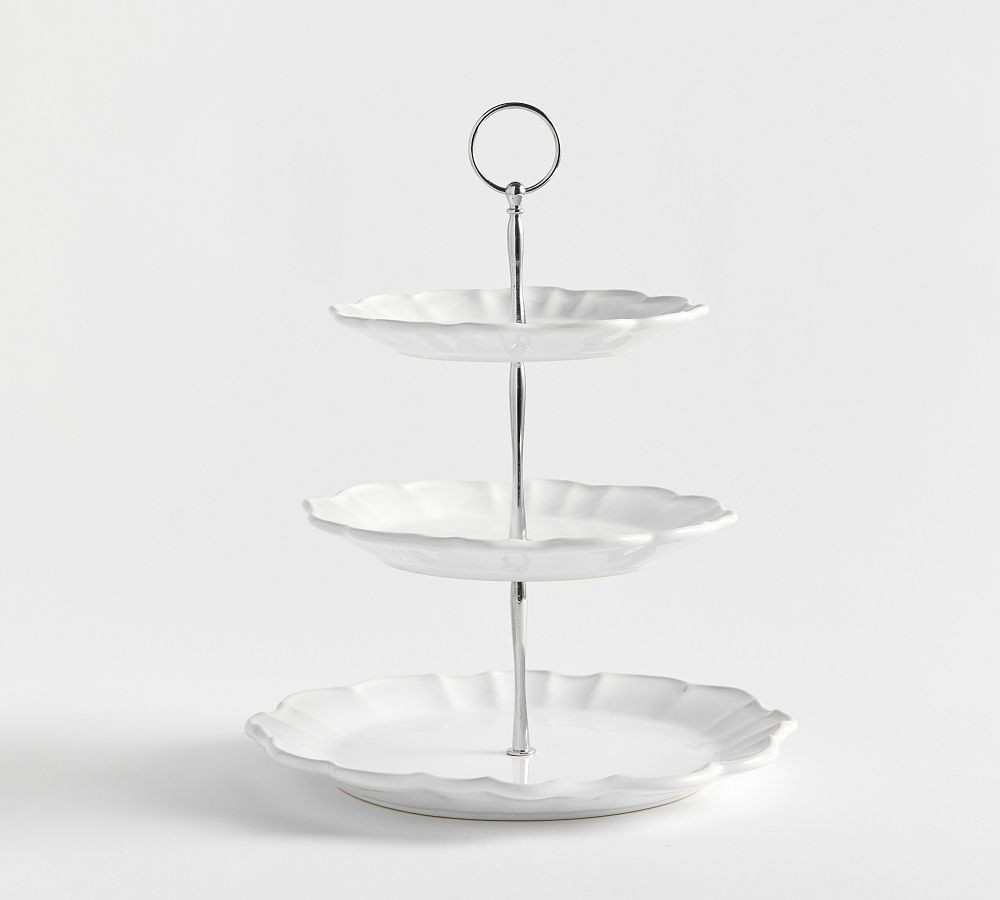 Monique Lhuillier Juliana Scalloped Three Tiered Stand | Pottery Barn (US)