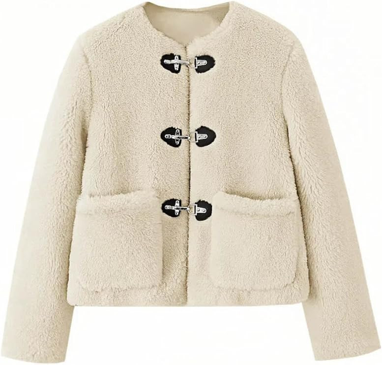 Tankaneo Womens Sherpa Fleece Jackets Long Sleeve Faux Fur Winter Warm Fuzzy Coats with Pockets | Amazon (US)