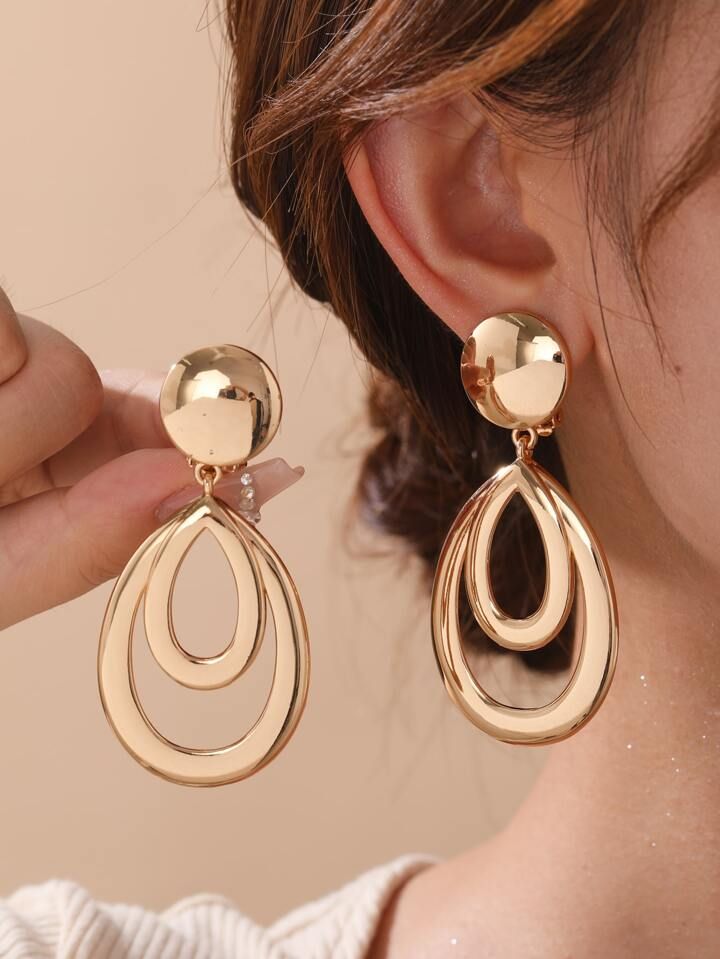 1pair Water Drop Clip Fashion Simple Women Gift Party Ear Cuffs | SHEIN