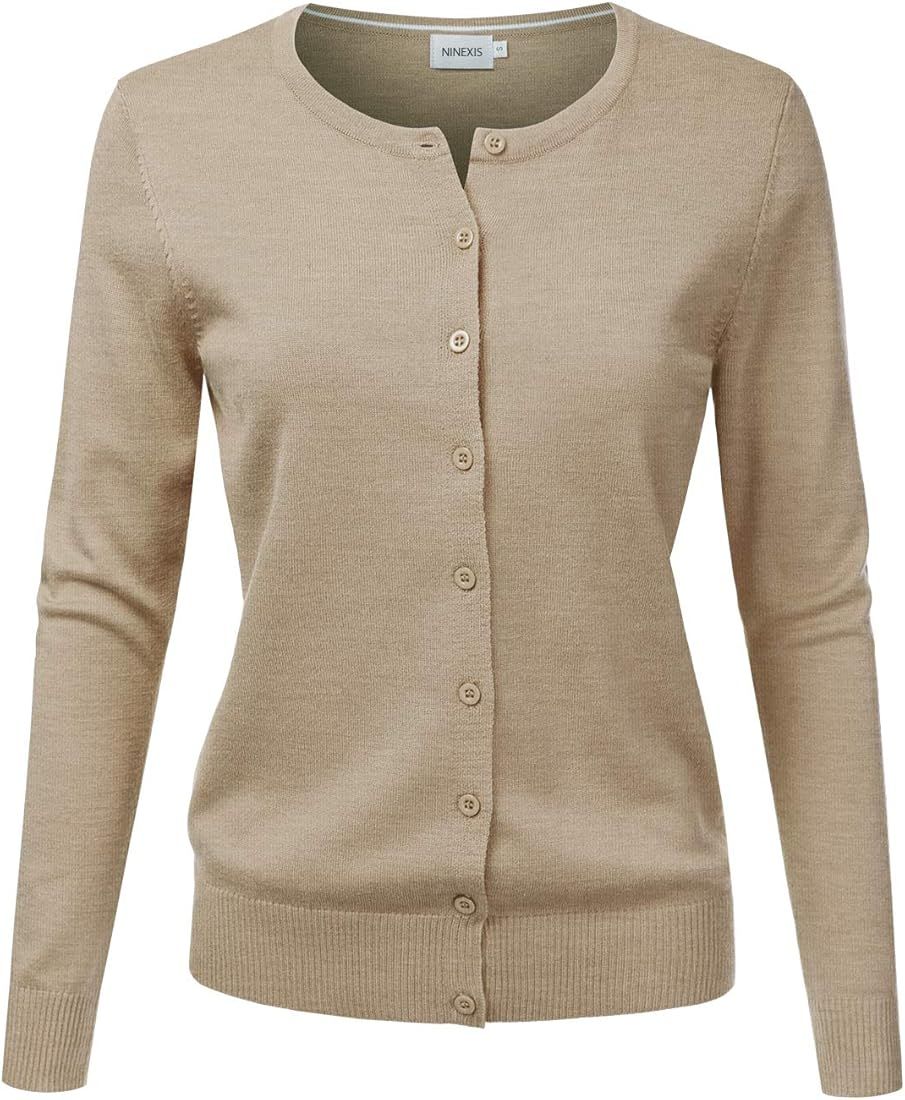 JJ Perfection Women's Button Down Soft Knit Long Sleeve Cardigan Sweater | Amazon (US)