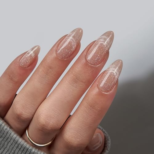 BTArtbox Almond Press On Nails Medium - Lamp-Curable Cat Eye Press On Nails with Glue for Women, ... | Amazon (US)