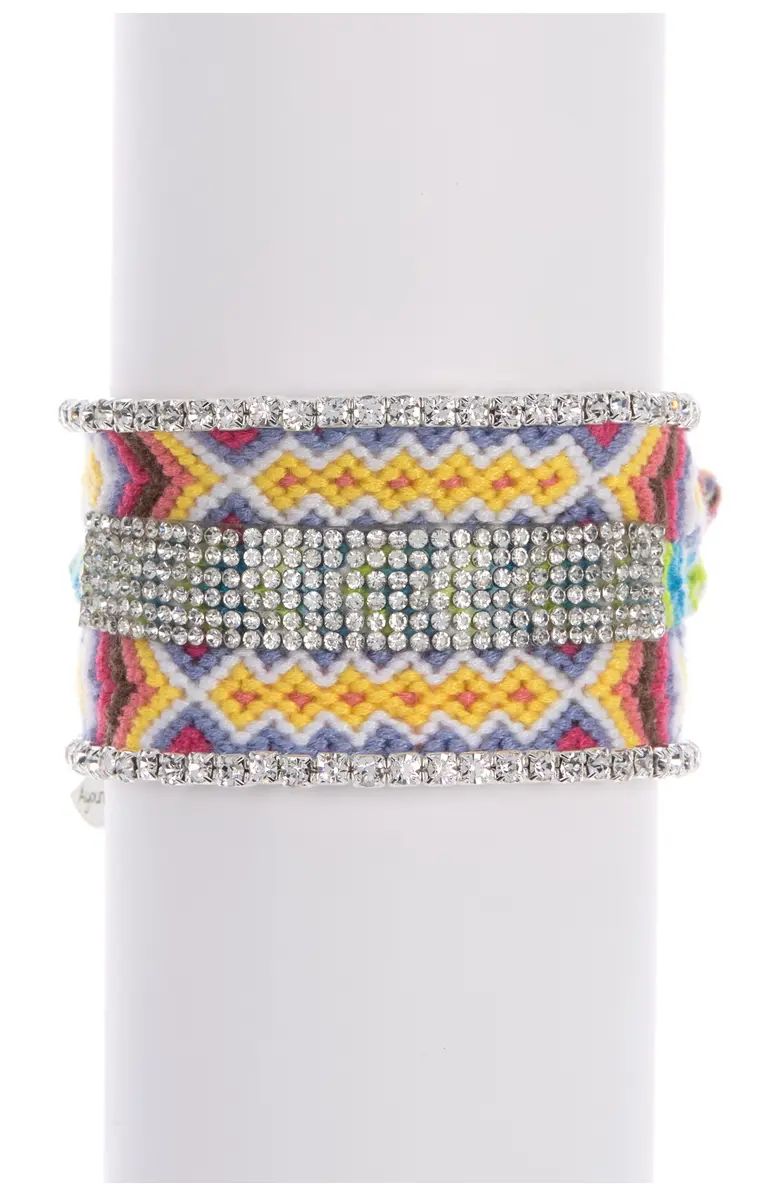 Two Row Crystal Pave Cotton Woven Double Bracelet | Nordstromrack | Nordstrom Rack