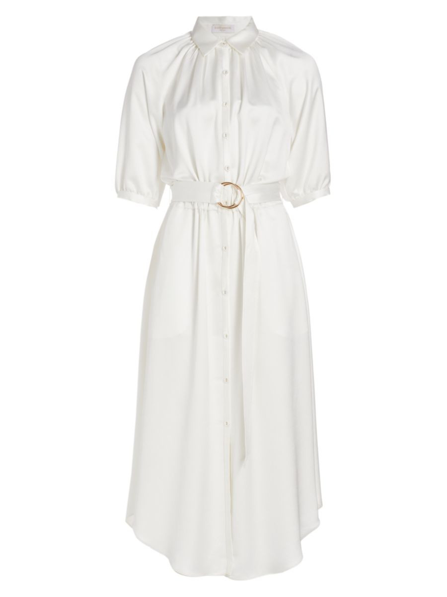 Janiyah Satin Belted Midi-Shirtdress | Saks Fifth Avenue