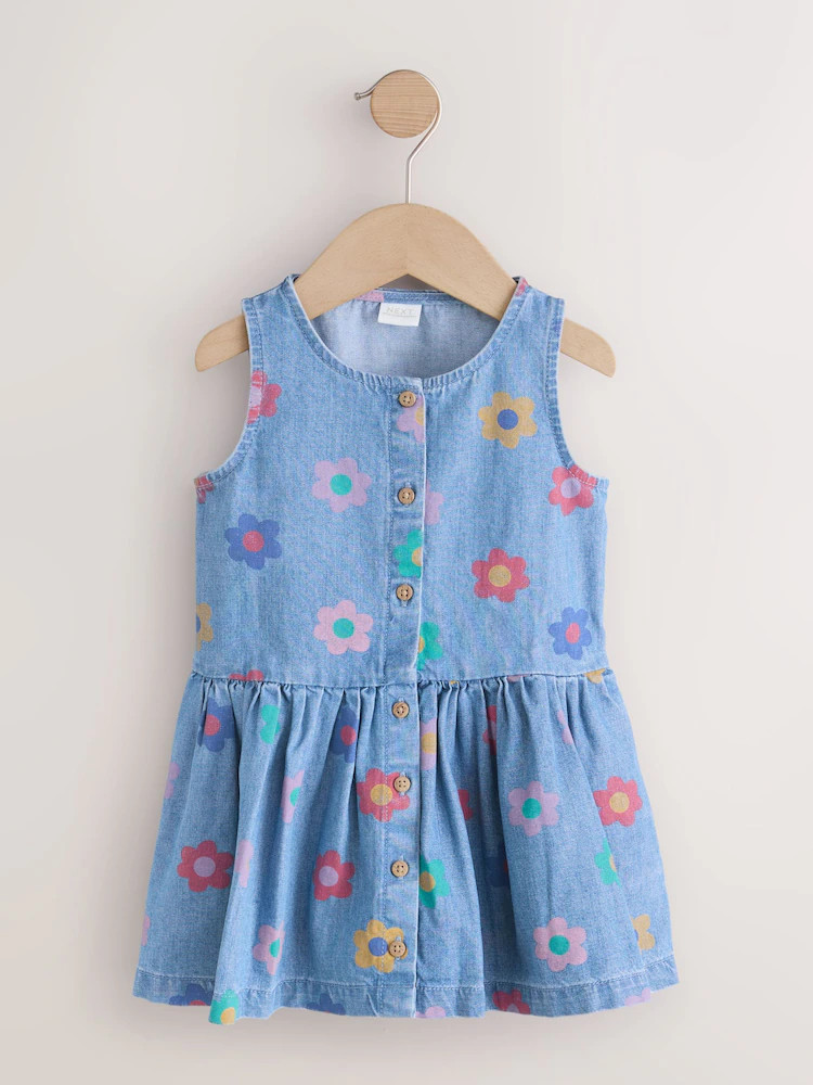 Flower Print Sleeveless Denim Dress (3mths-8yrs) | Next US