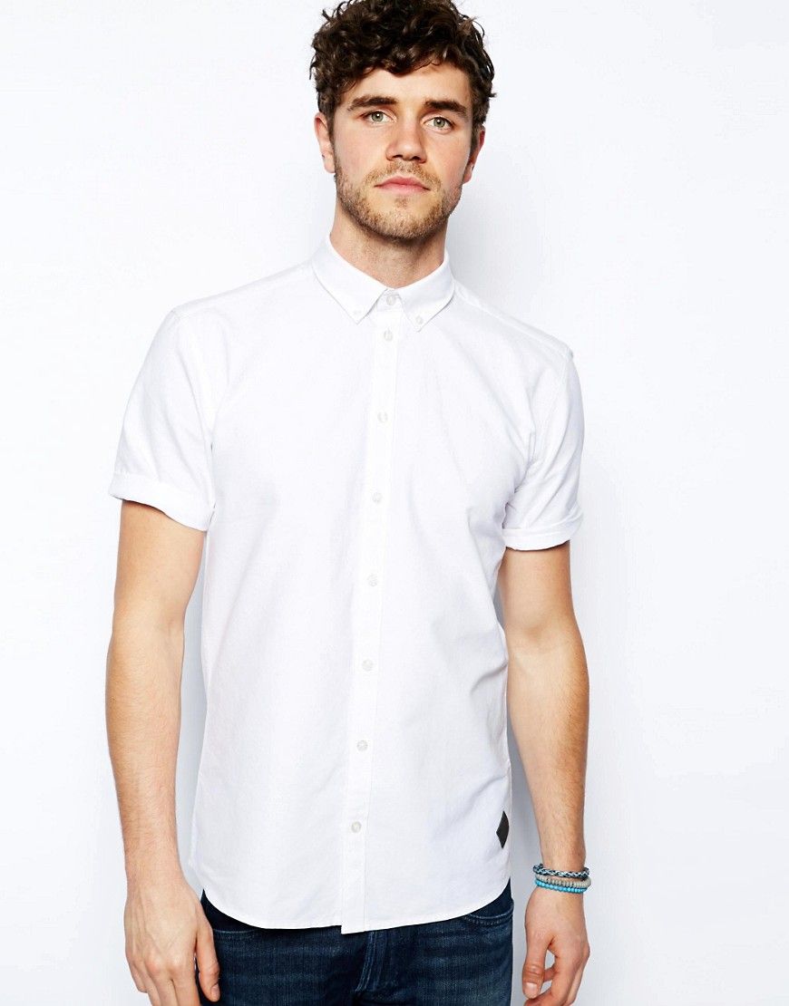 Minimum Oxford Shirt in White Short Sleeve | ASOS US