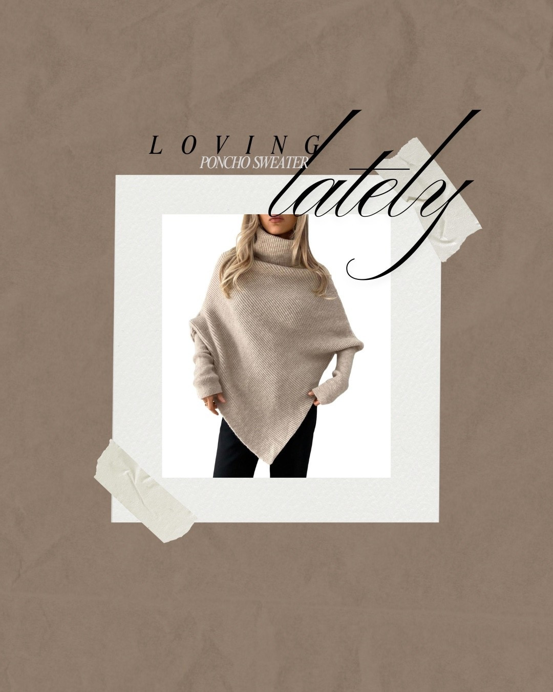 Women's Turtleneck Asymmetrical Poncho Sweater Dolman Long Sleeve Oversized Knit Tops #sweater #outfitinspo #ponchosweater #longsleevesweater #coldweather #chicsweater