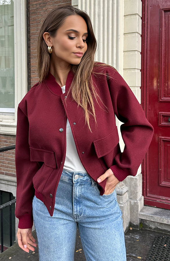 Soft bomberjacket Burgundy | The Musthaves (NL)