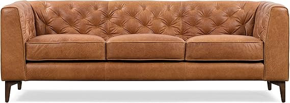 POLY & BARK Essex 89" Sofa in Full-Grain Pure-Aniline Italian Tanned Leather in Cognac Tan | Amazon (US)