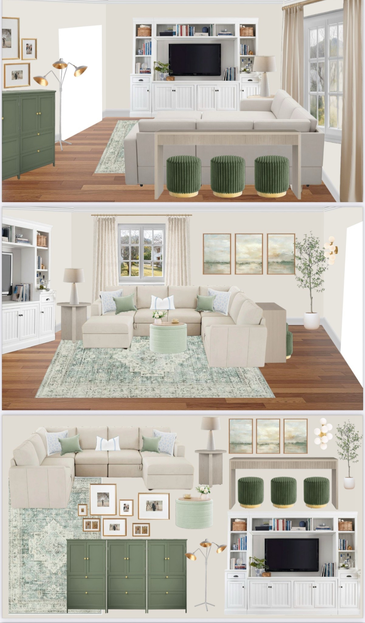 Such a cute little set up for a small space that gets a lot of use! Check out what the sectional does!