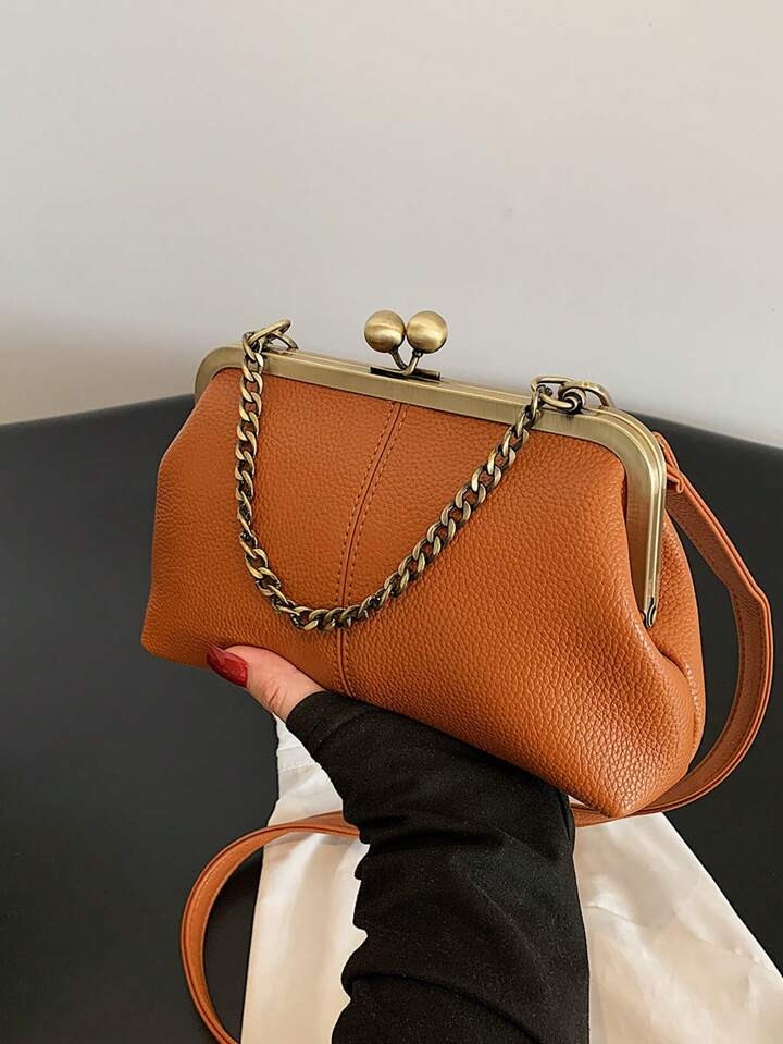 Fashionable Retro Solid Color Lychee Pattern Shoulder Bag Bohemian Style Crossbody Bag Handbag Wo... | SHEIN