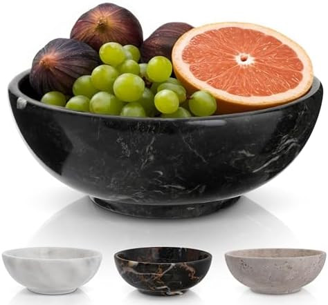 Gusto Nostro 8" Luxury Black Marble Decorative Bowl for Coffee Table - Elegant Modern Fruit Bowl ... | Amazon (US)