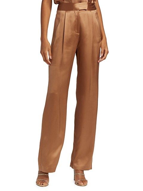 Pleated Satin Wide-Leg Trousers | Saks Fifth Avenue