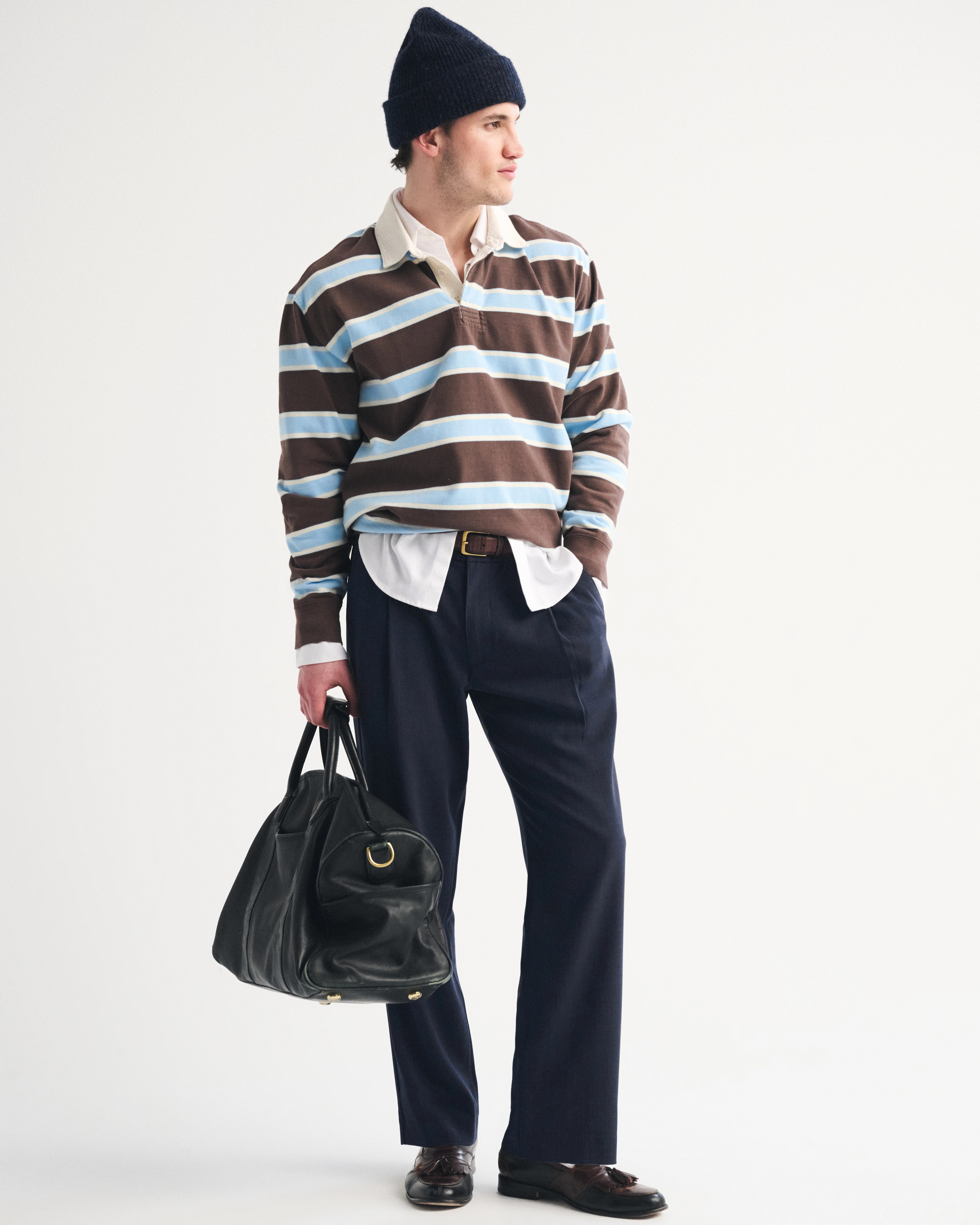 Relaxed Straight Pleated Hybrid Waist Trouser | Abercrombie & Fitch (US)