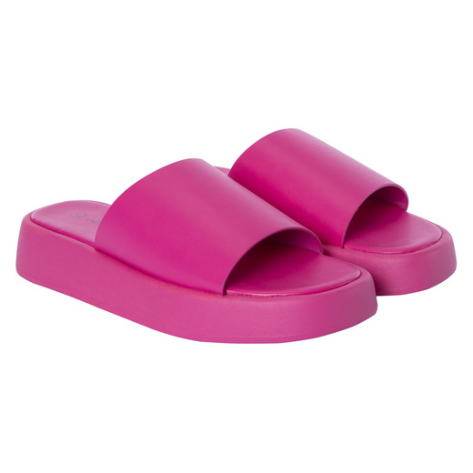 ladies pink platform slide sandals | Five Below