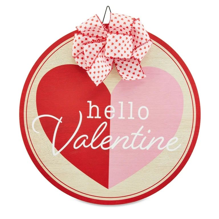 Way To Celebrate Valentine's Day Hello Valentine Round Hanging Wall Decor | Walmart (US)