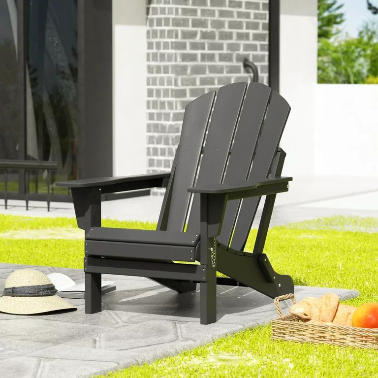Westintrends Outdoor Folding HDPE Adirondack Chair, Patio Seat, Weather Resistant, Gray | Walmart (US)