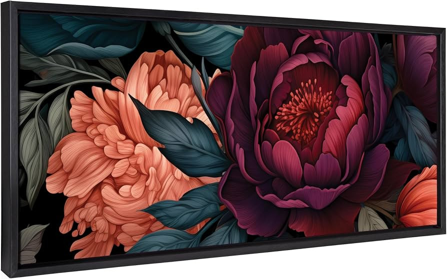 Kate and Laurel Sylvie Dark Academia Floral in Rich Jewel Tones Framed Canvas Wall Art by The Cre... | Amazon (US)