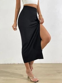 SHEIN SXY High Waist Split Thigh Skirt SKU: sw2207051976467111(80 Reviews)$8.99$8.54Join for an E... | SHEIN