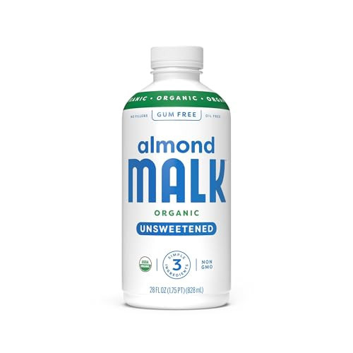 Malk Organic Unsweetened Almond Milk - 28 fl oz - Non GMO, Whole 30 approved, Dairy Free, Vegan, Plant Based | Amazon (US)