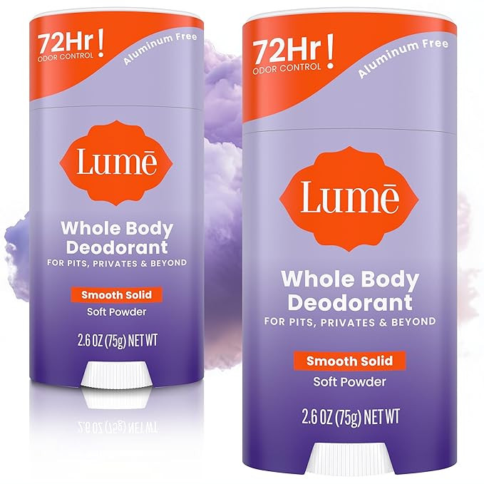 Lume Whole Body Deodorant - Smooth Solid Stick - 72 Hour Odor Control - Aluminum Free, Baking Sod... | Amazon (US)