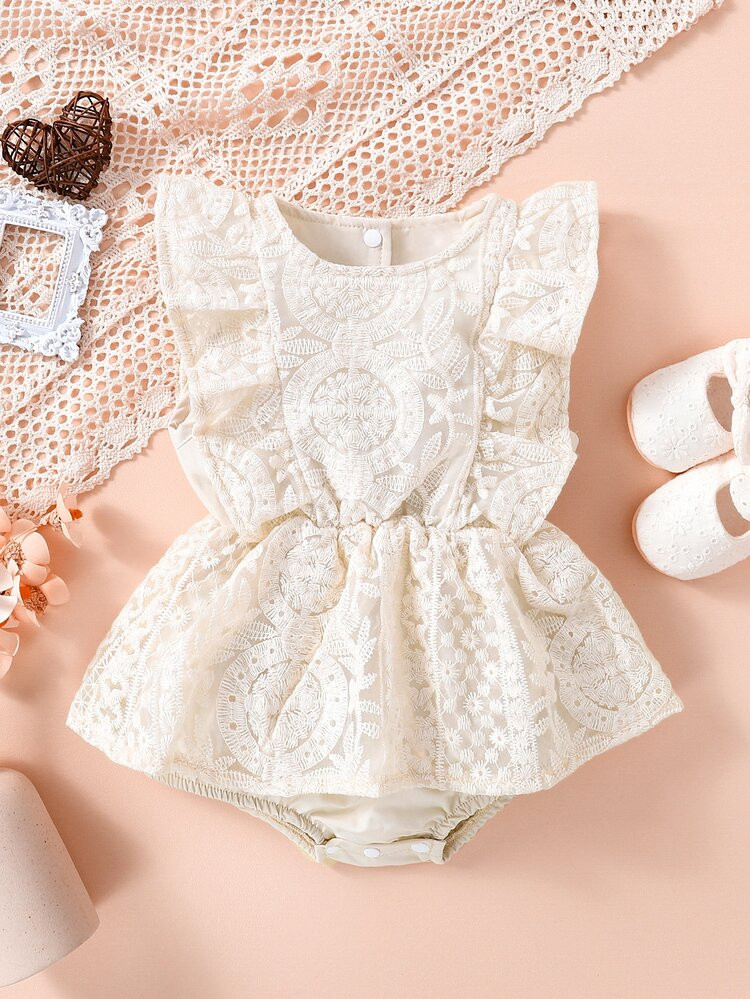 Baby Graphic Embroidery Ruffle Trim Dress | SHEIN