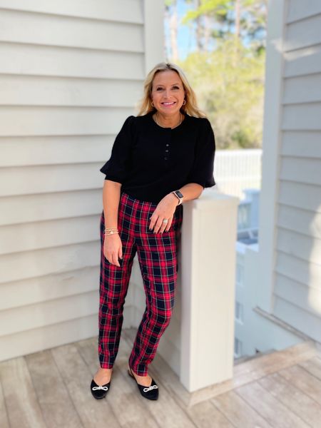 Plaid pants from Walmart for the win! Loving these for the upcoming holidays. Wearing the size 8. And size medium top. Shoes are true to size  

#LTKshoecrush #LTKunder50 #LTKstyletip