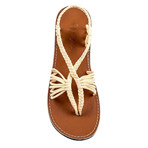 Plaka Seashell Flat Summer Sandals for Women | Perfect for the Beach, Walking & Dressy Occasions | Ivory | Size 8 | Amazon (US)