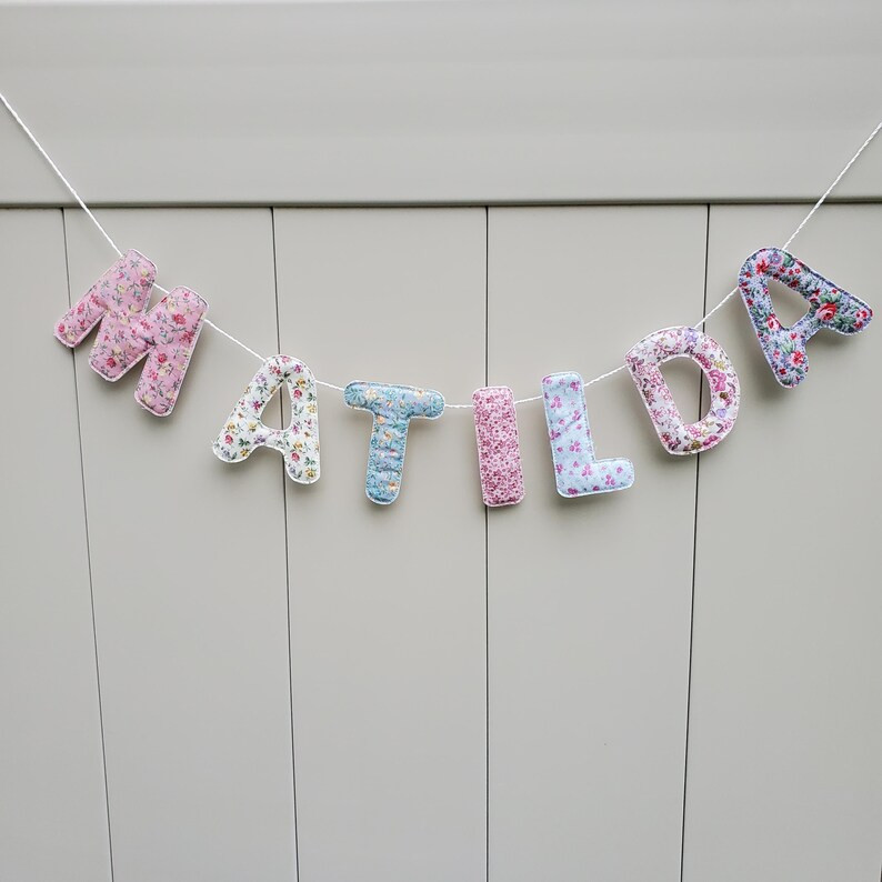 Name Banner, Custom Fabric Letter Bunting, Pink Name Room Decor Banner, Fabric Name Banner D110, ... | Etsy (US)