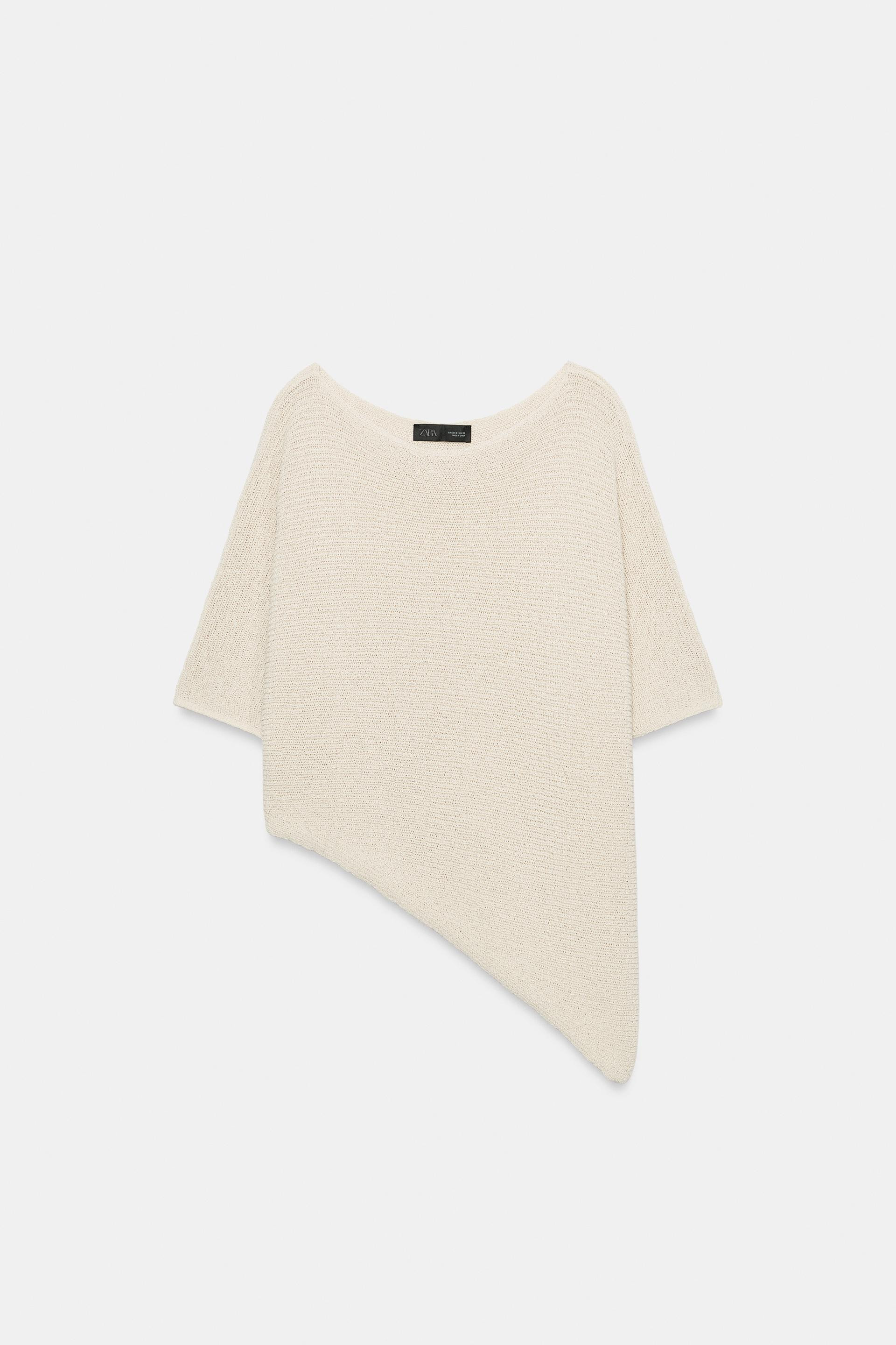 Zara - Asymmetric Knit Top - Sand - L - Woman | Zara US