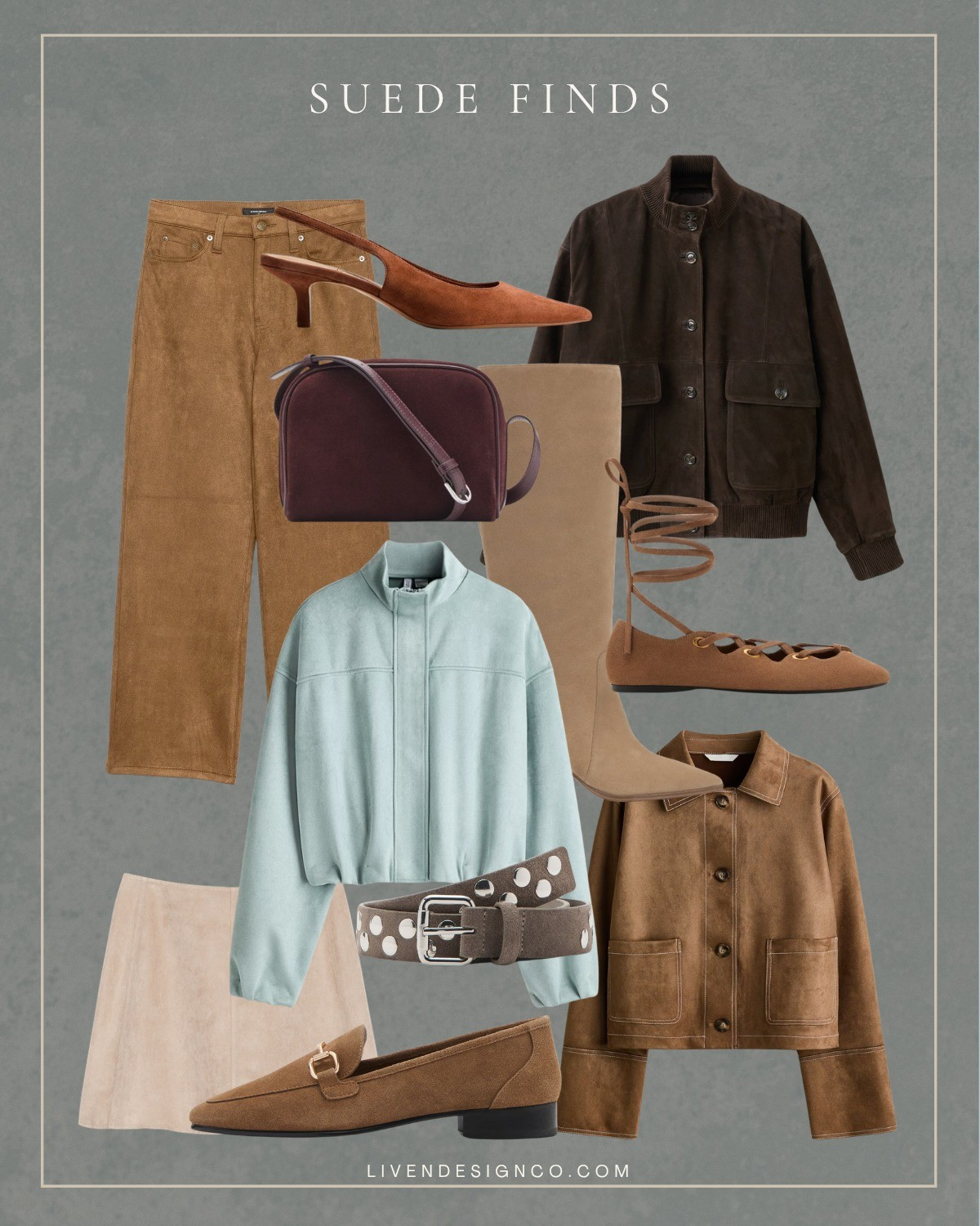 Suede fashion. Suede slingback heels. Ballet flats. Suede pants. Suede skirt. Winter style inspiration. Suede boots. Knee high boots. Suede studded belt. Suede jacket. Bomber jacket. 

#LTKSeasonal #LTKFindsUnder100 #LTKFindsUnder50