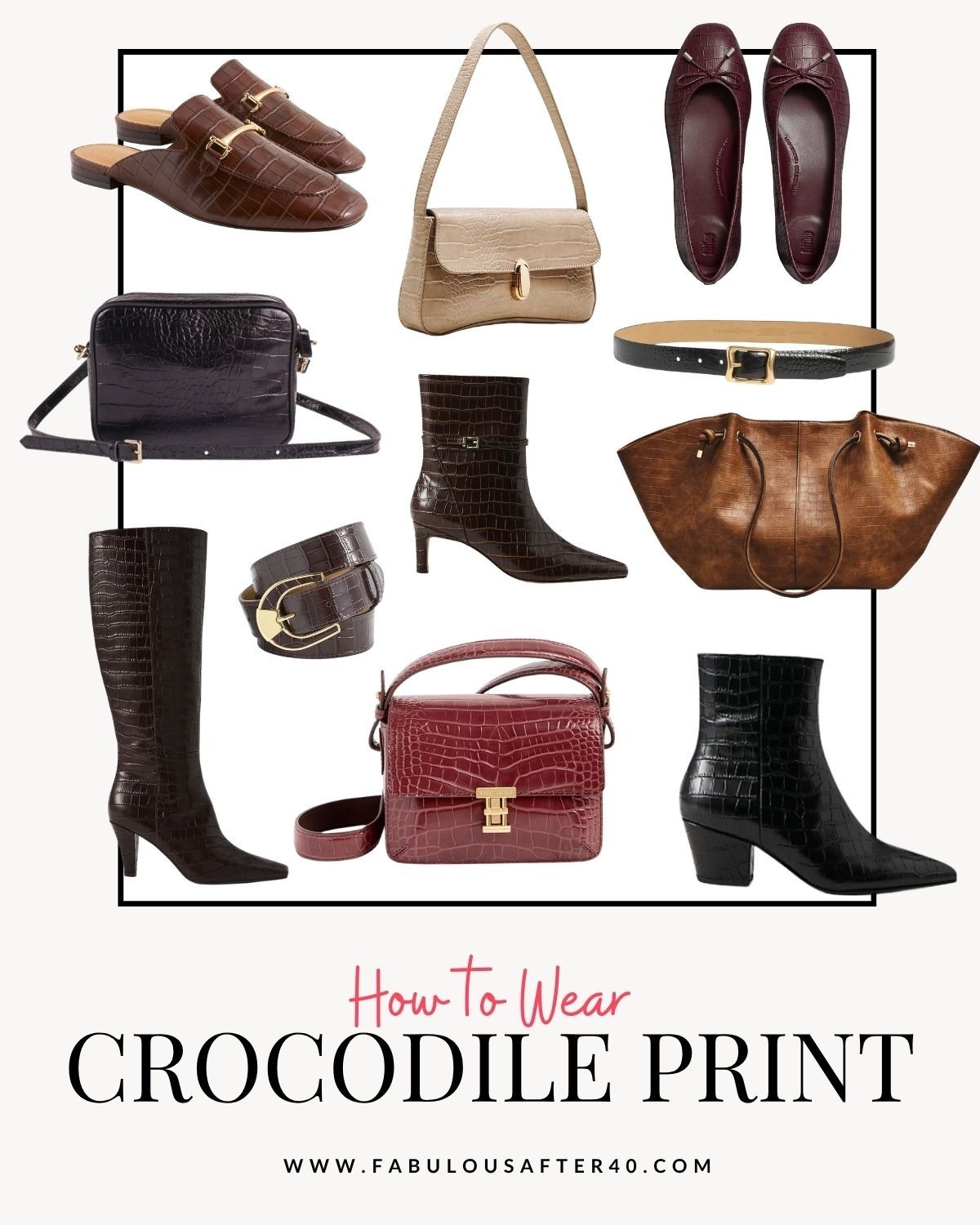 Crocodile print is one of those trends that can look so chic when you keep the rest of your outfit simple. 🤎

My favorite way to wear it? Think of it as a neutral rather than something you have to be nervous about. A crocodile-print handbag, shoes or belt can instantly elevate a simple outfit, while a statement piece works beautifully with classic basics like denim, black, cream or camel.

The key is not to overthink it — let the texture be the star and keep everything else understated. ✨

#LTKOver40 #LTKSeasonal #LTKootd