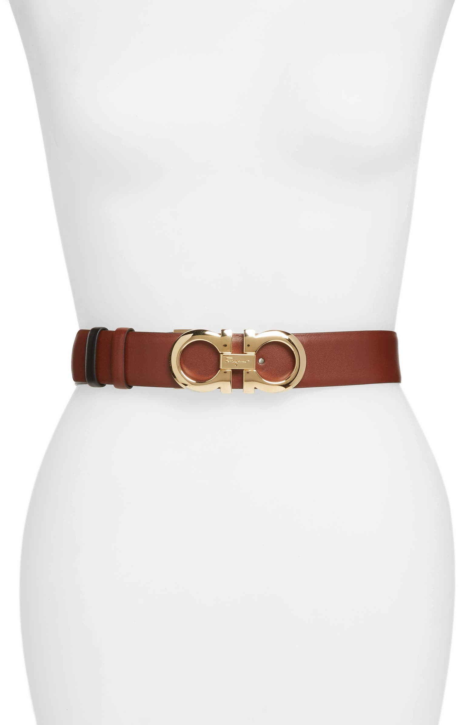 Reversible Gancini Calfskin Leather Belt | Nordstrom