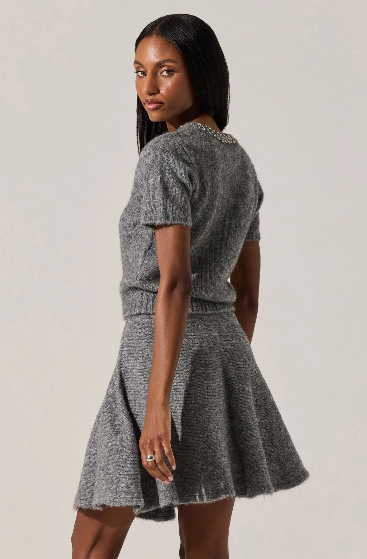 Malvie Flared Mini Sweater Skirt - Grey / XS | ASTR The Label (US)