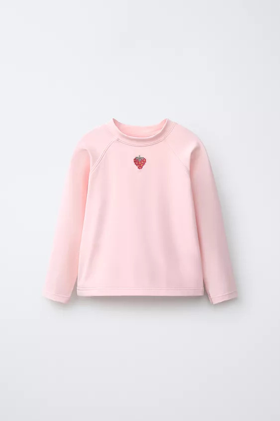 1-6 YEARS/ STRAWBERRY EMBROIDERED SUN PROTECTION RASH GUARD | Zara US