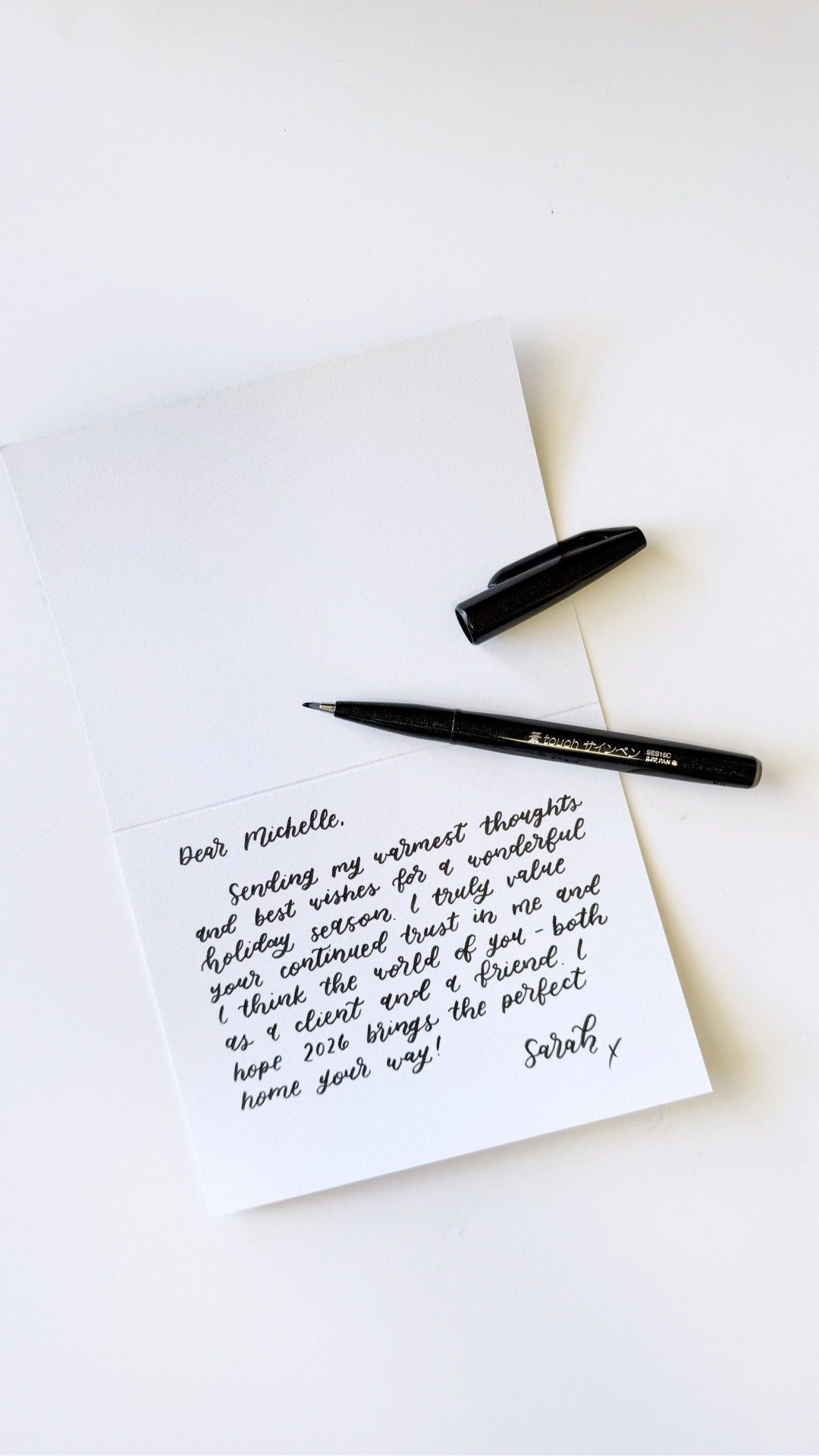 Brush lettering my way through the holidays. ✍🏻📮

My desk has been covered in brush lettered cards this week, and it’s been so much fun! I don’t really advertise this option, but maybe I should during the holidays. 🙃 It’s what the people want.

I am so thankful for people who reach out to ask and all of you who refer people my way. It is SO appreciated! So yes, if you need a card and you don’t want a fun style, just let me know. ☺️

🖊️: @pentelofamerica sign brush pen (I use these on large orders because I can buy them in bulk)

#brushlettering #handwrittencards #snailmail #pentelbrushpen