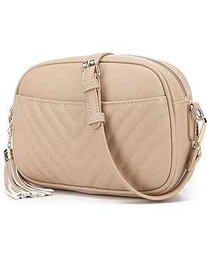 lola mae Quilted Crossbody Bag, Medium Lightweight Shoulder Purse Top Zipper Tassel Accent | Amazon (US)