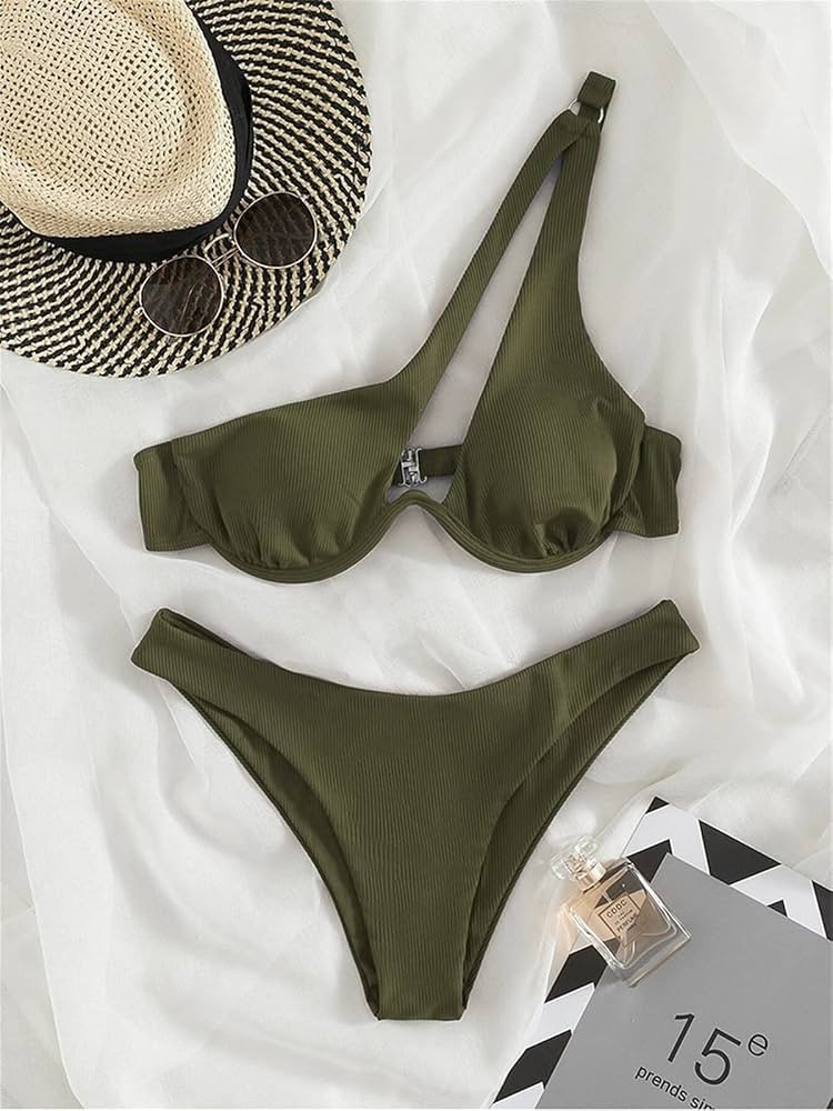 LSCZSLYH Sexy Bikinis Swimsuits Cut Out Women Swimwear Biquini High Cut Bathing Suits Push Up Bea... | Amazon (US)