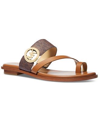 Michael Kors MMK Vera Slip-On Toe-Ring Slide Sandals - Macy's | Macy's