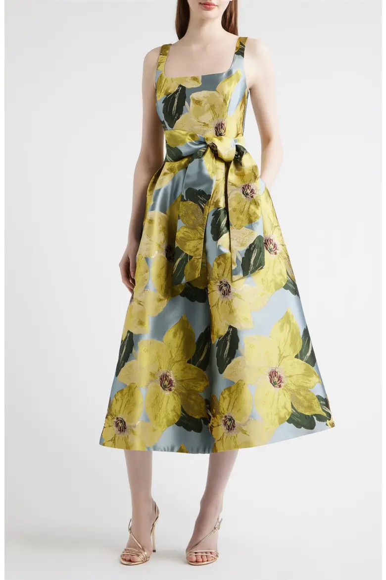 Floral Jacquard Midi Cocktail Dress (Women) | Nordstrom | Nordstrom