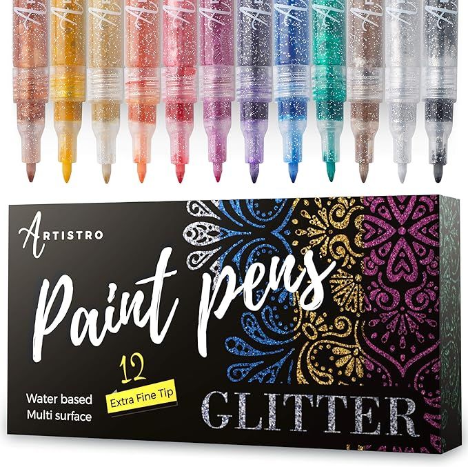 Glitter Paint Pens for Rock Painting, Scrapbook Journals, Photo Albums, Card Stocks, Paper Projec... | Amazon (US)