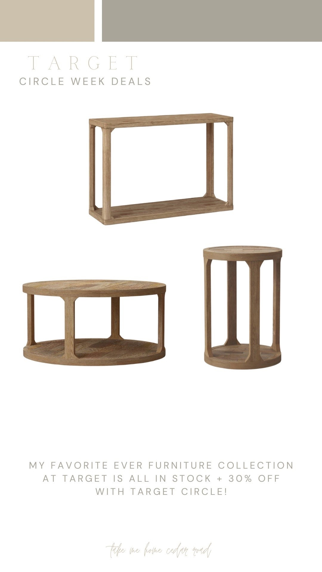 Best collection at Target all in stock and on sale for target circle!!!!! So good

End table, side table, console table, coffee table, round coffee table 

#LTKHome #LTKFindsUnder100 #LTKSaleAlert