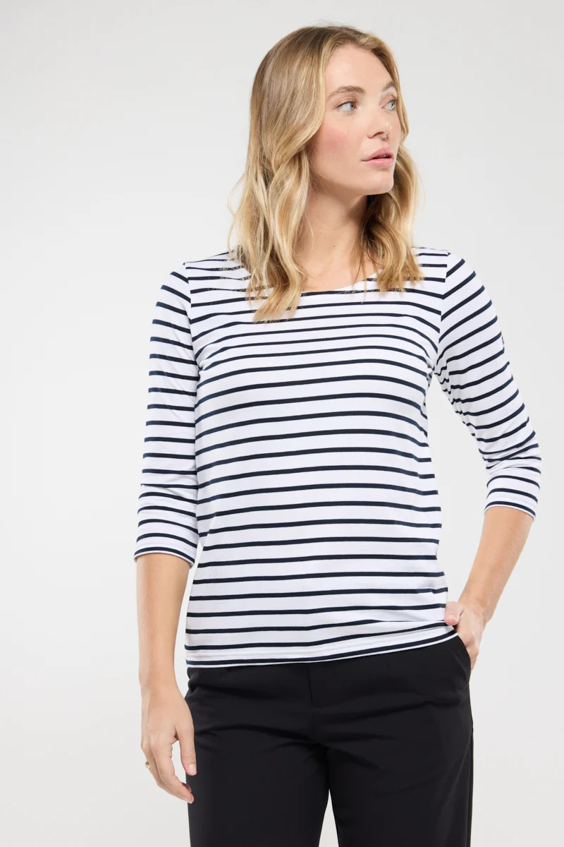 Shirt im Marine-Stil - aus leichter Baumwolle - Damen - Blanc/Rich navy | Armor-lux (DE)