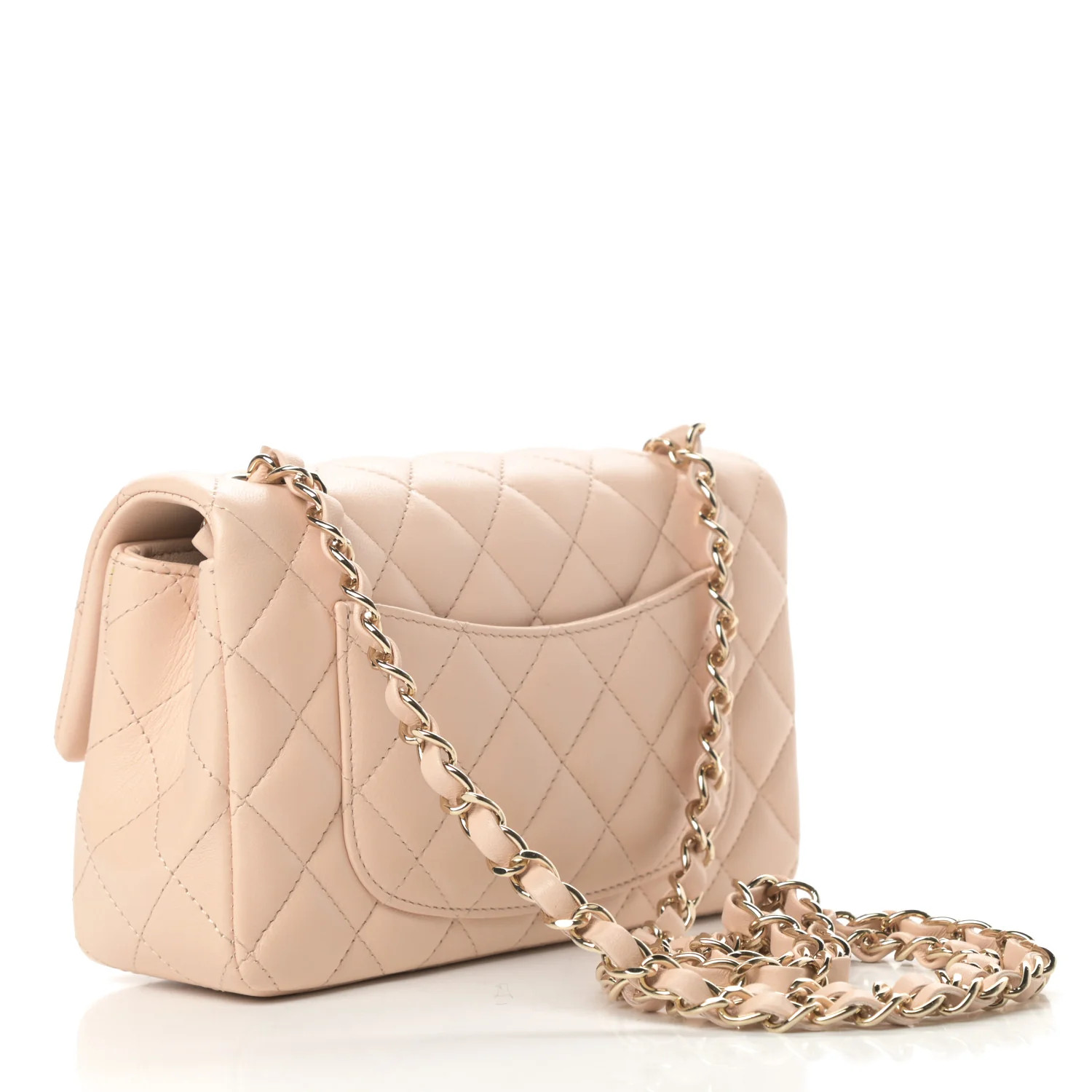 CHANEL Lambskin Quilted Mini Rectangular Flap Beige | FASHIONPHILE | Fashionphile