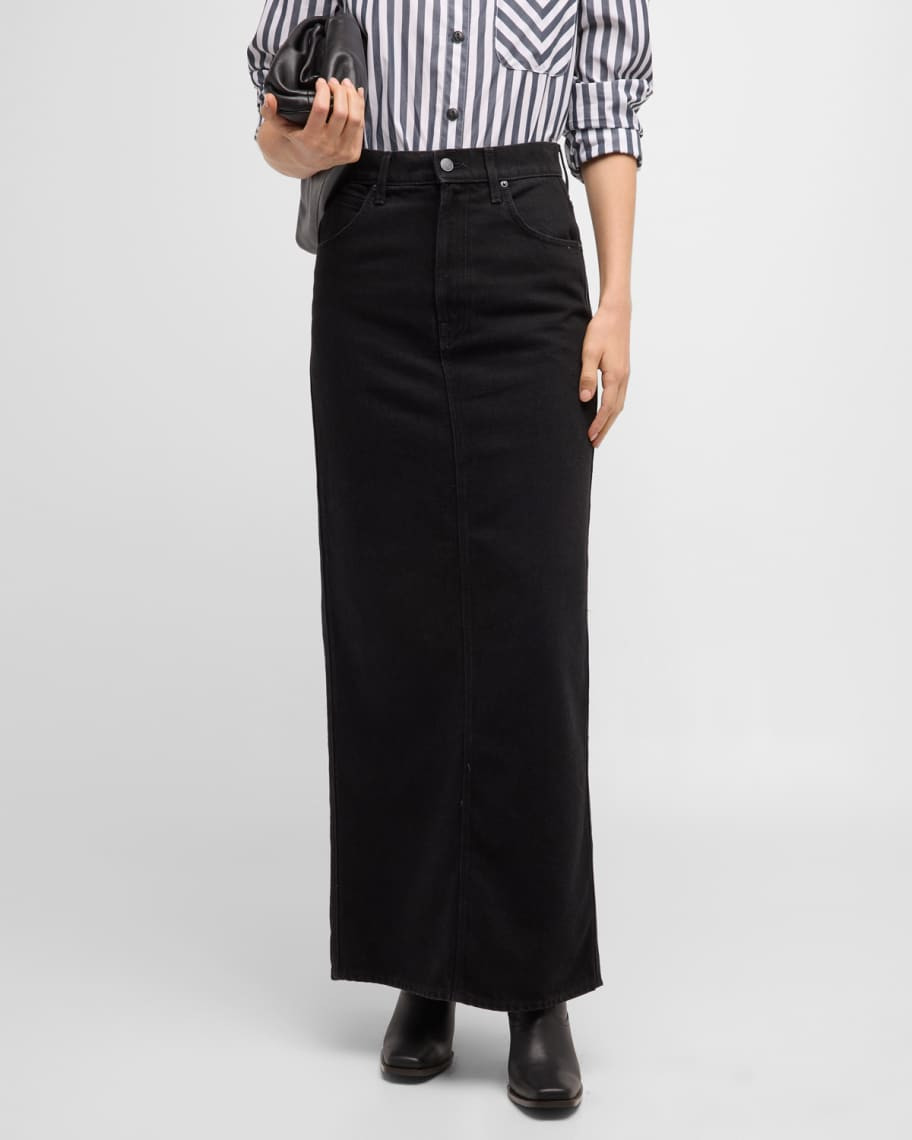 MOTHER The Candy Stick Denim Maxi Skirt | Neiman Marcus