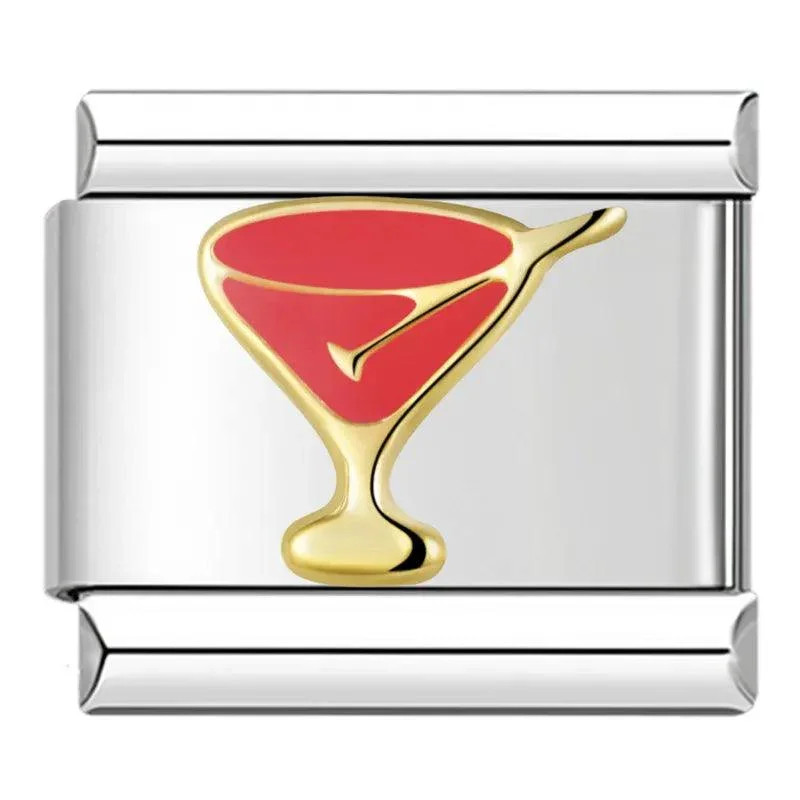 Red Cocktail in its Gold Glass | Charms Official