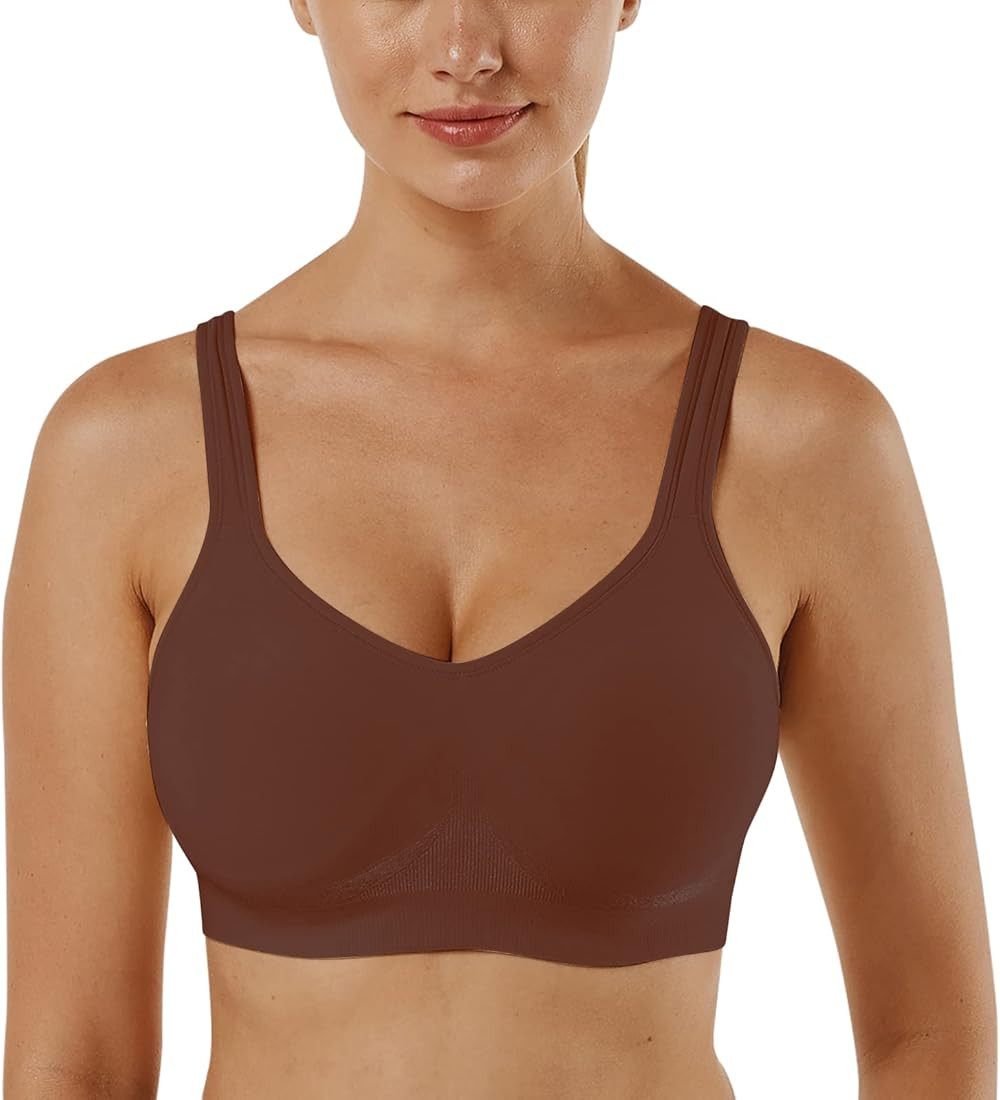 Vertvie Women's Wirefree Bras Seamless Full Coverage Plus Size Sports Bra for Sleeping Yoga Worko... | Amazon (US)